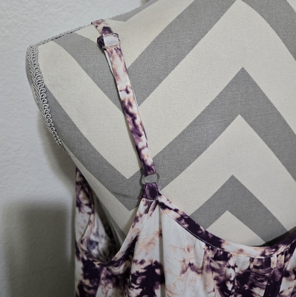 Tacera Purple Tie Dye Wide Leg Jumpsuit Sleeveless Boho Summer Palazzo Medium - Picture 5 of 14